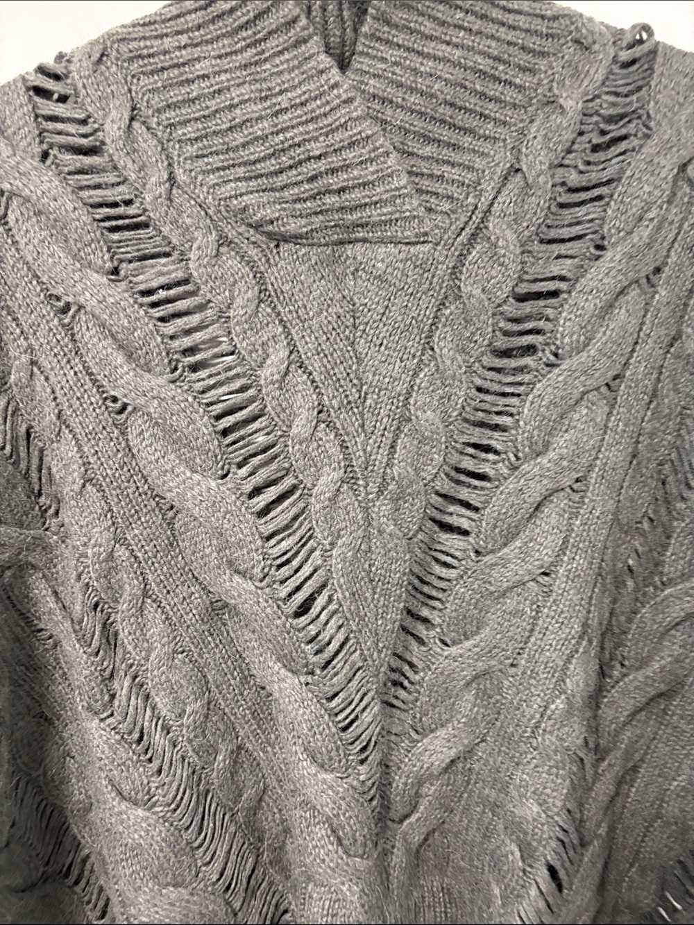 All Saints Gray Cable Knit Poncho - Picture 3 of 6